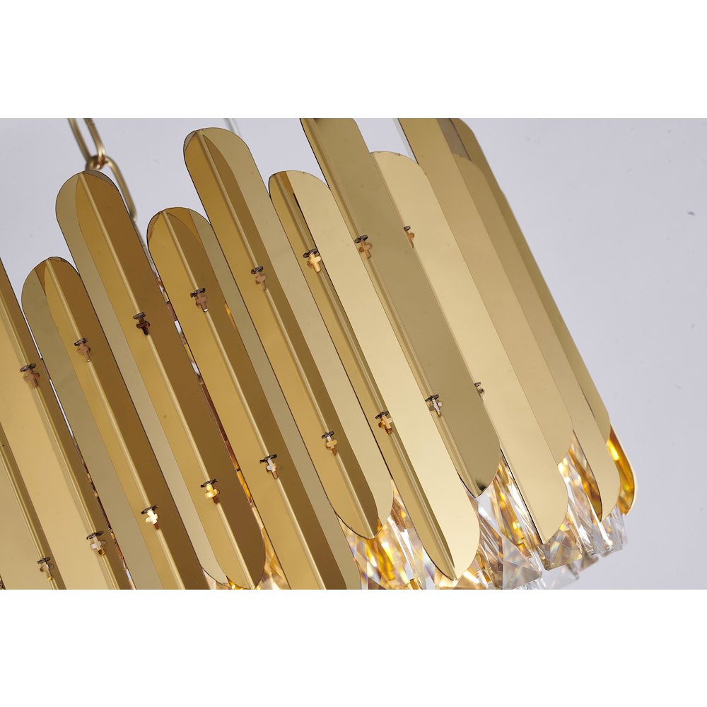 8-Light Gold Stainless Steel Chandelier With Clear Crystals. Picture 5
