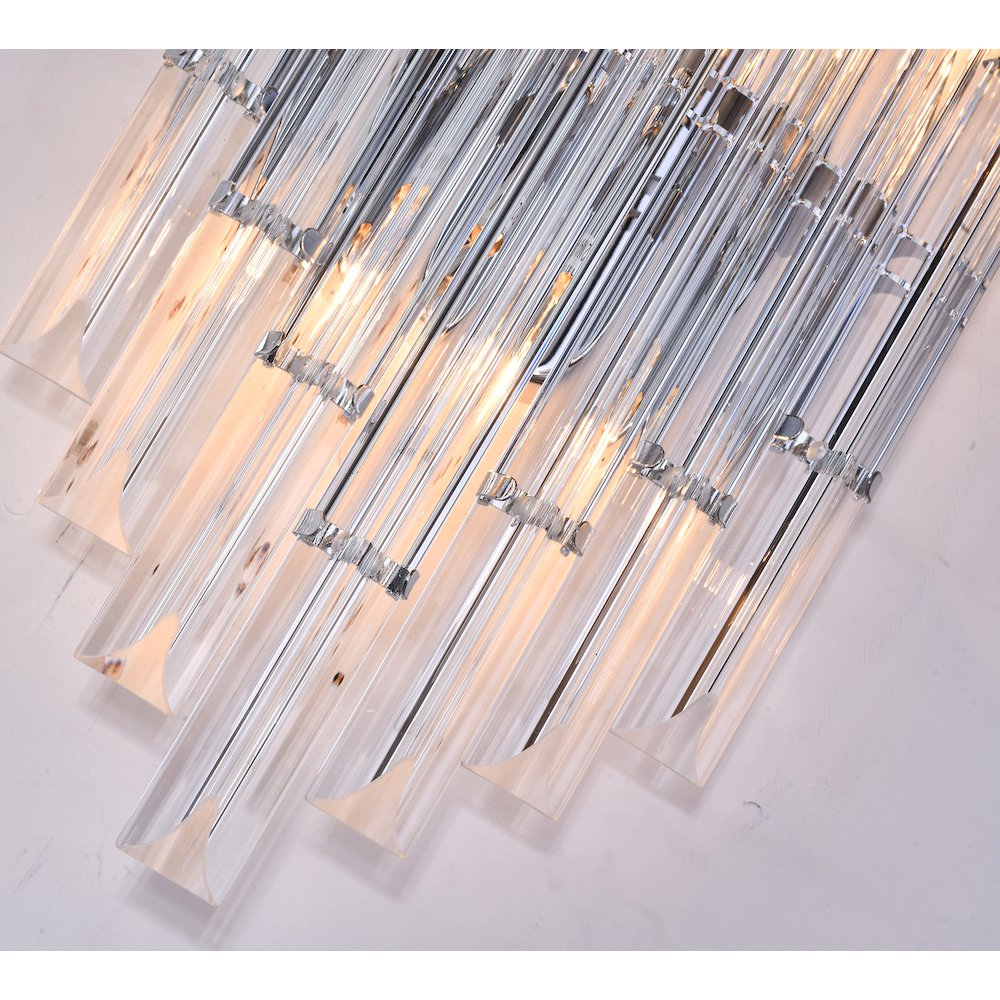 2-Light Chrome Metal Wall Sconce With Clear Rods. Picture 3