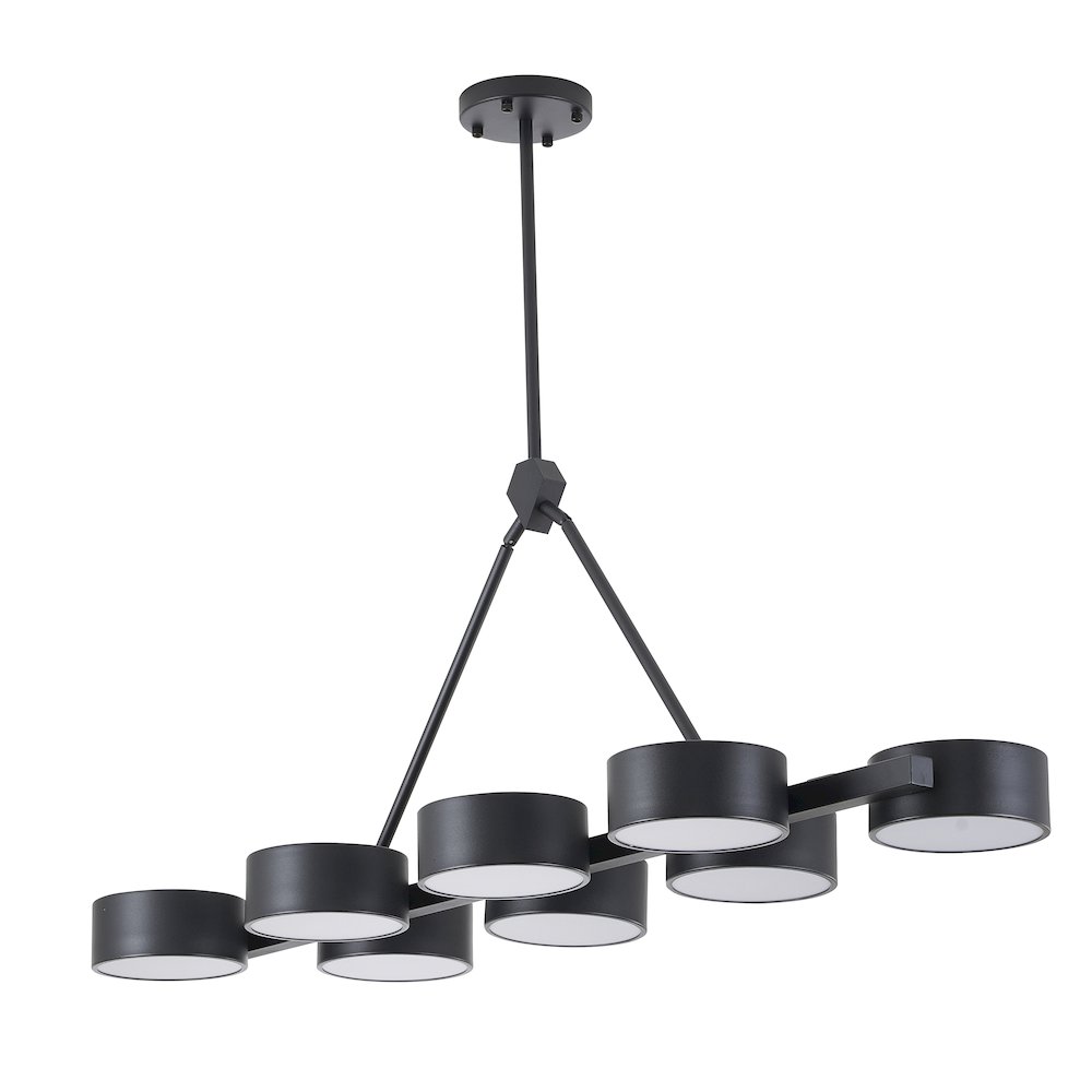 8-Light Black LED Chandelier With Accent Shades. Picture 2