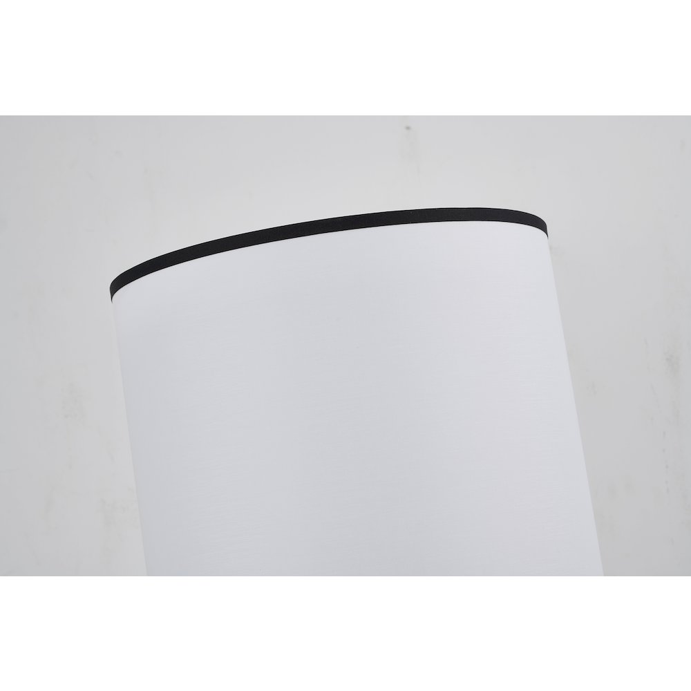 2-Light Black And Satin Brass Floor Lamp With A White Linen Shade. Picture 4