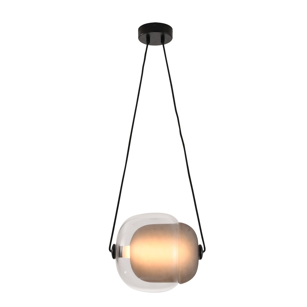 1-Light Black LED Pendant With A Clear And Smoke Glass Shade. Picture 1