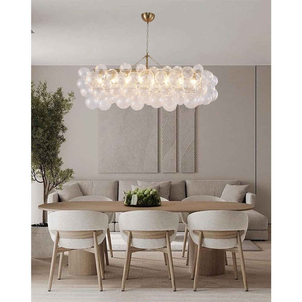 12-Light Brass Chandelier With Clear Swirl Glass Shades. Picture 7