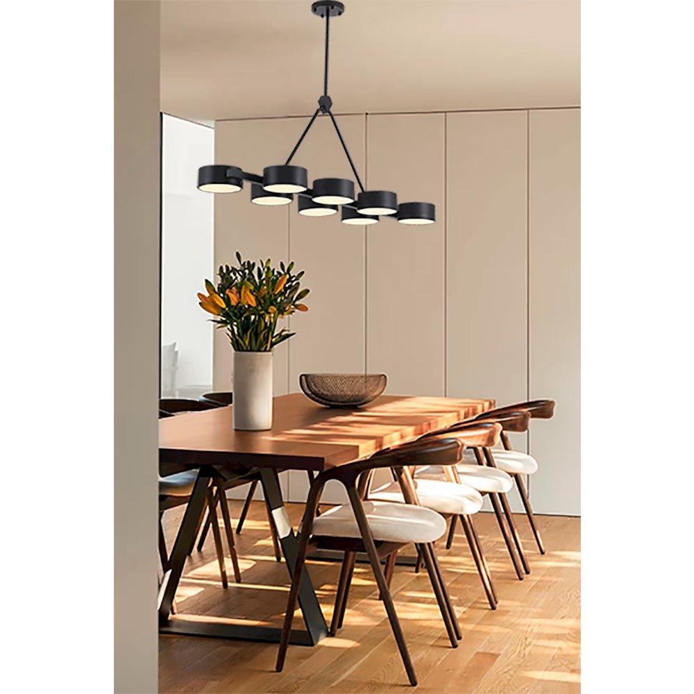 8-Light Black LED Chandelier With Accent Shades. Picture 8