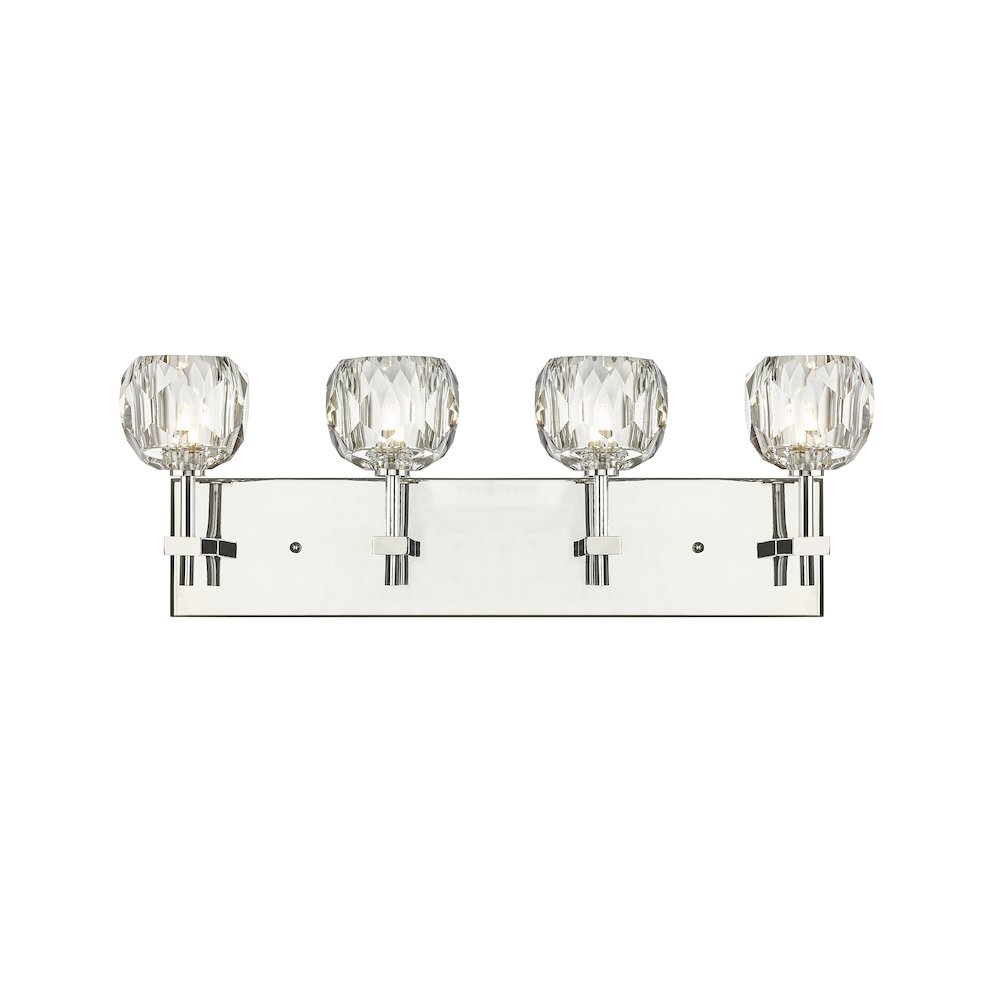 4-Light Chrome Wall Sconce With Clear Crystal Shades. Picture 3