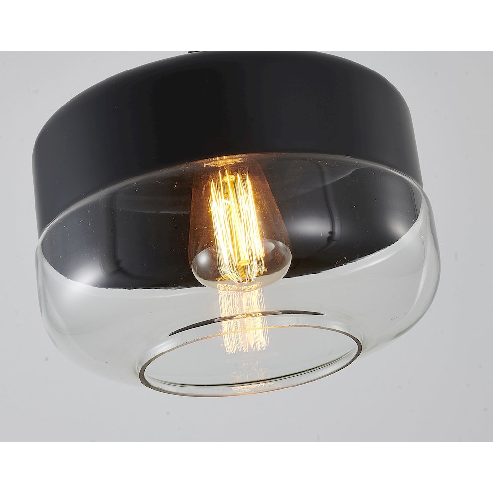 1-Light Matte Black Wall Sconce With A Clear Glass Shade. Picture 5