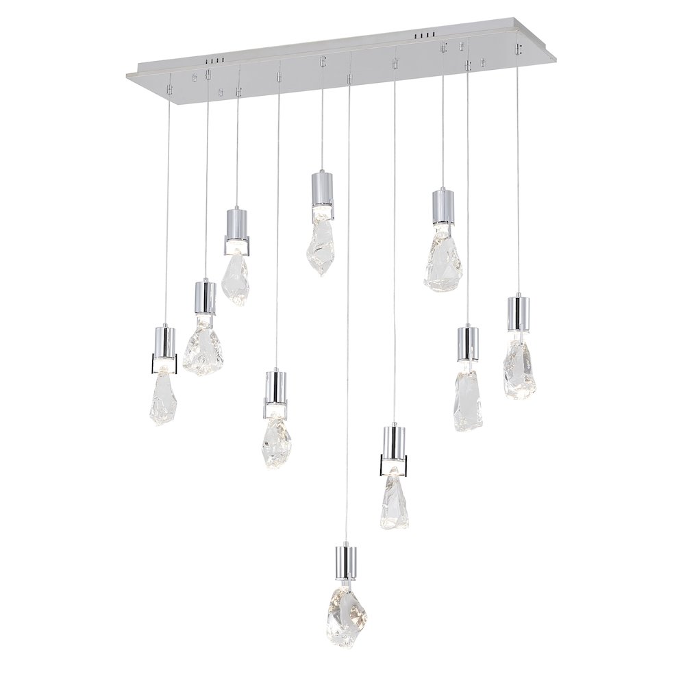 10-Light Chrome Chandelier With Clear Crystal Stones. Picture 1