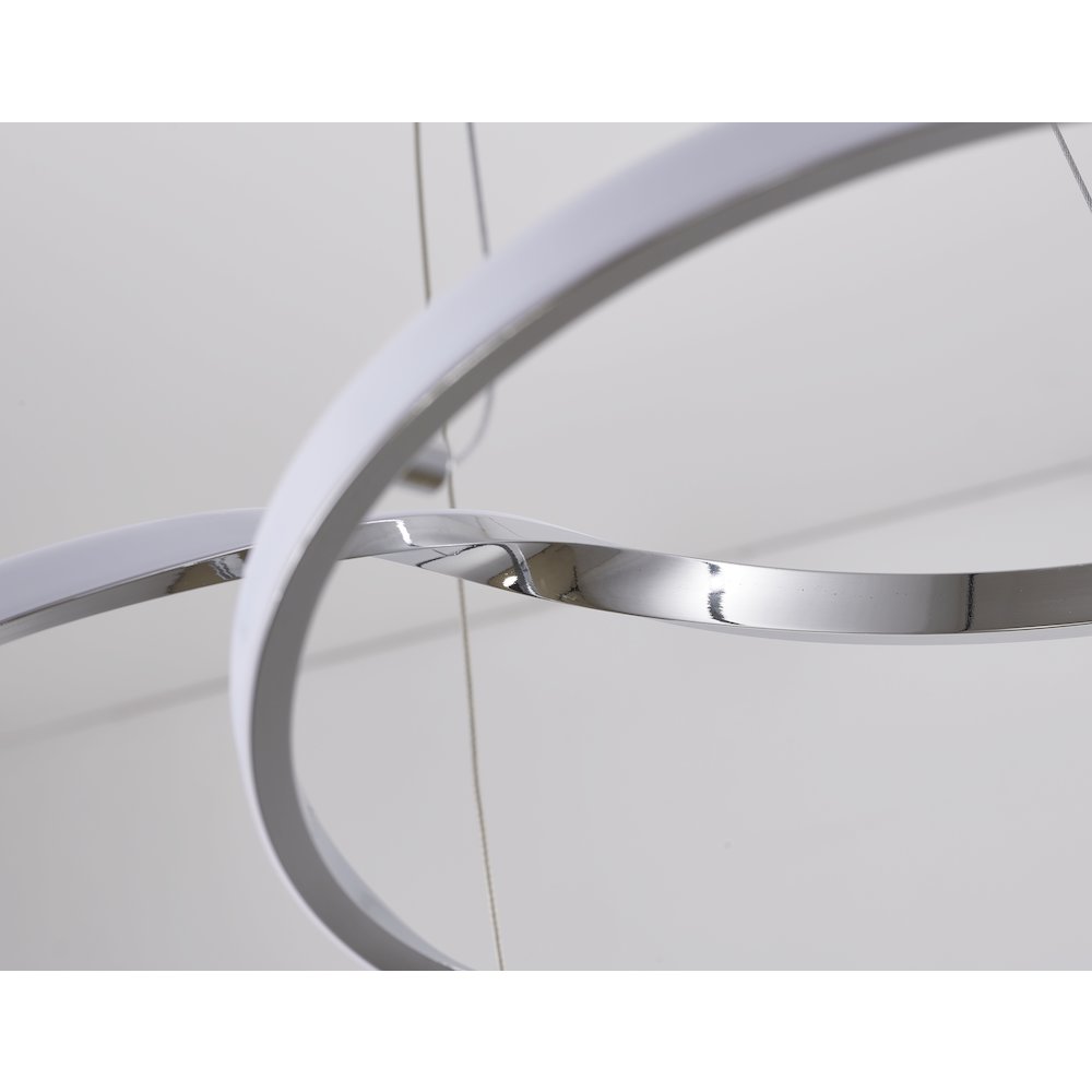 2-Light Chrome Twisted LED Chandelier With White Diffusers. Picture 3