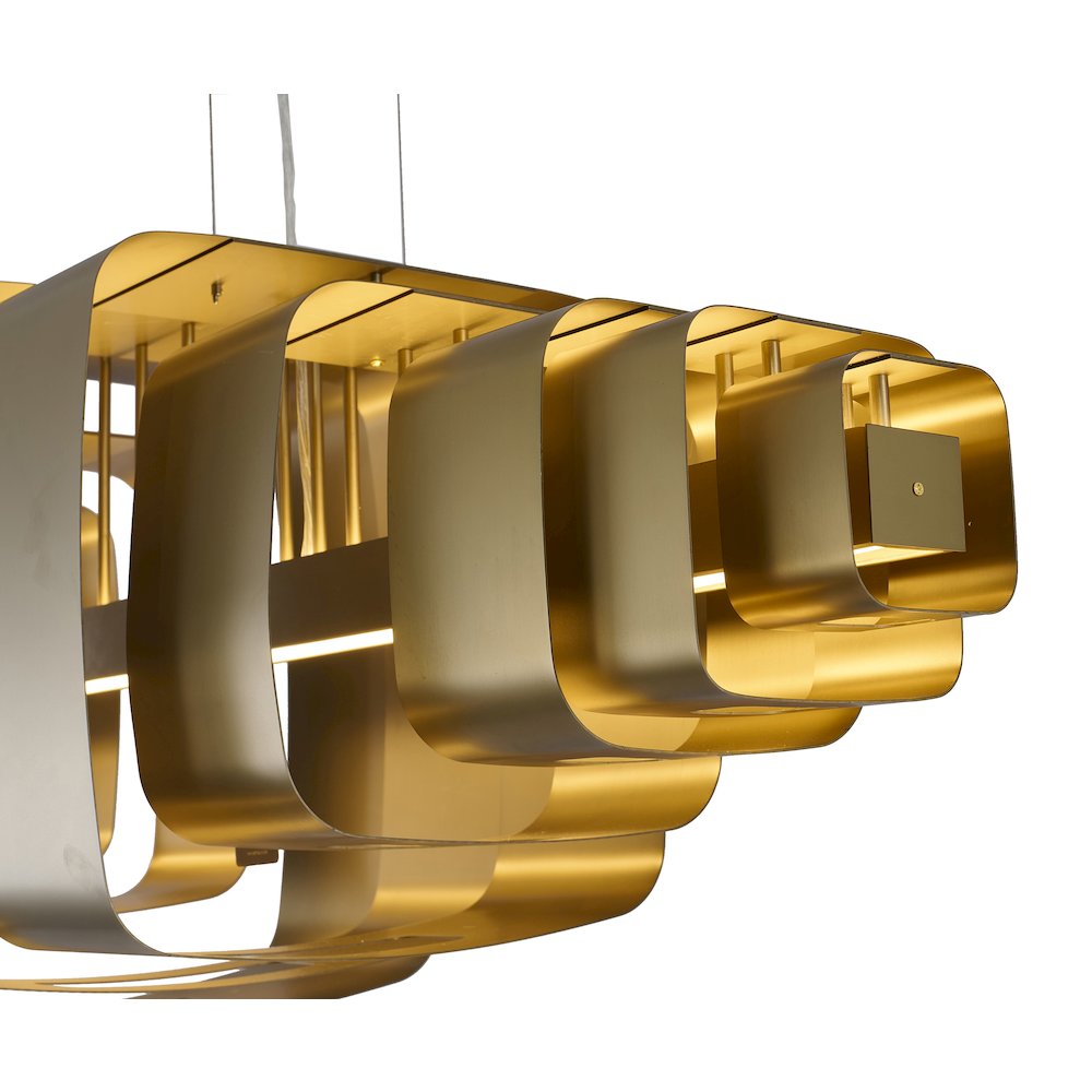 1-Light Satin Brass Stainless Steel LED Chandelier. Picture 4