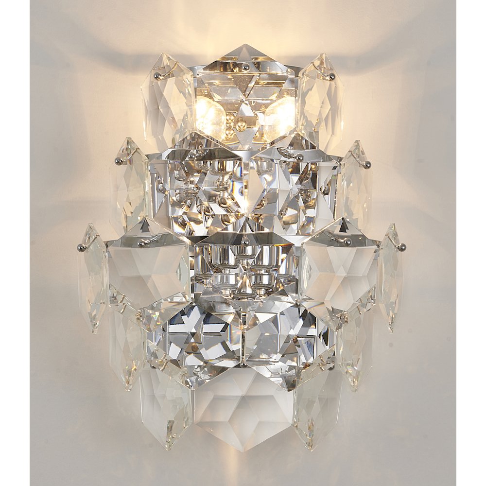 3-Light Chrome Wall Sconce With Clear Crystals. Picture 2