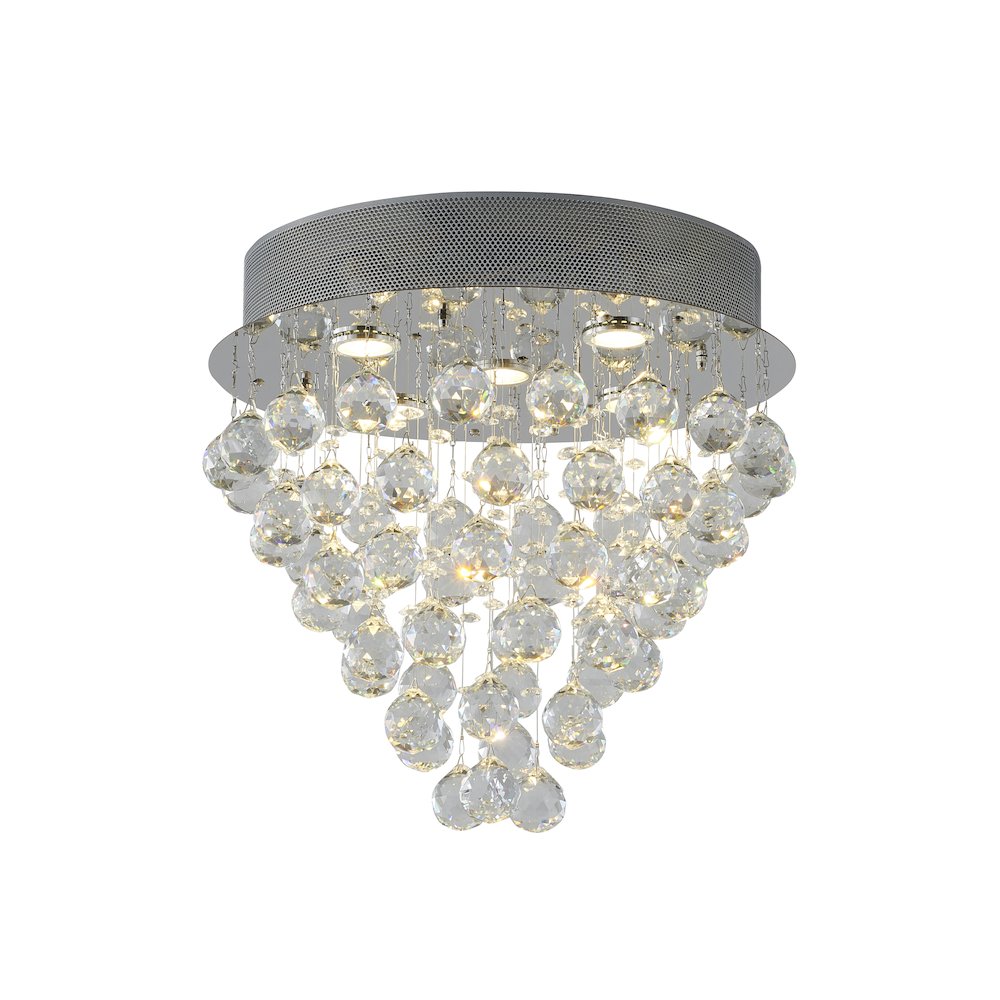 6-Light Chrome Flush Mount With Clear Crystals. Picture 1
