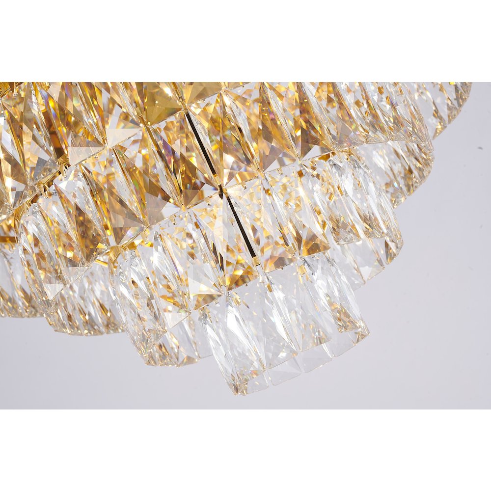 15-Light Gold Stainless Steel Chandelier With Clear Crystals. Picture 3