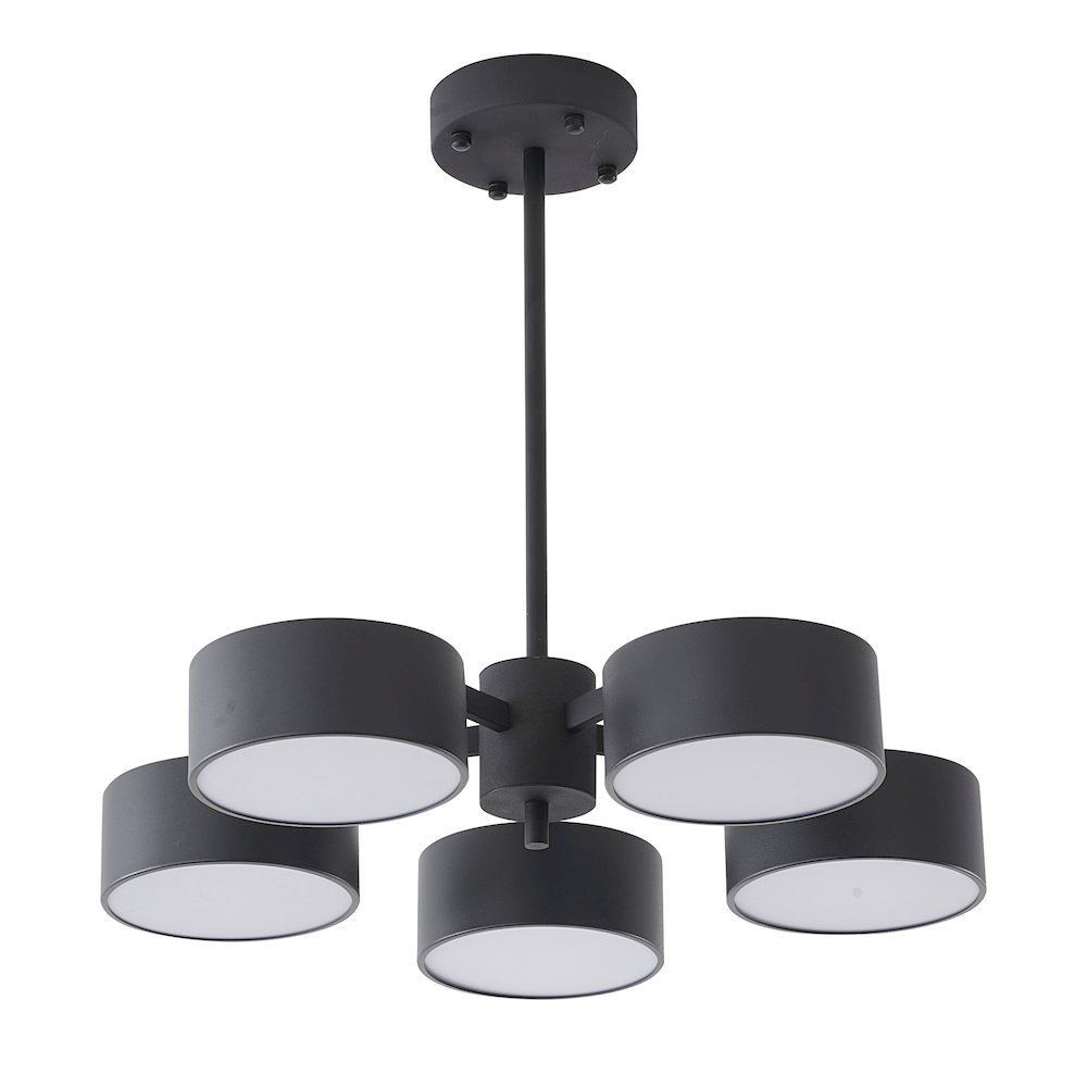 5-Light Black LED Semi Flush Mount With Black Shades And White Frosted Diffusers. Picture 2
