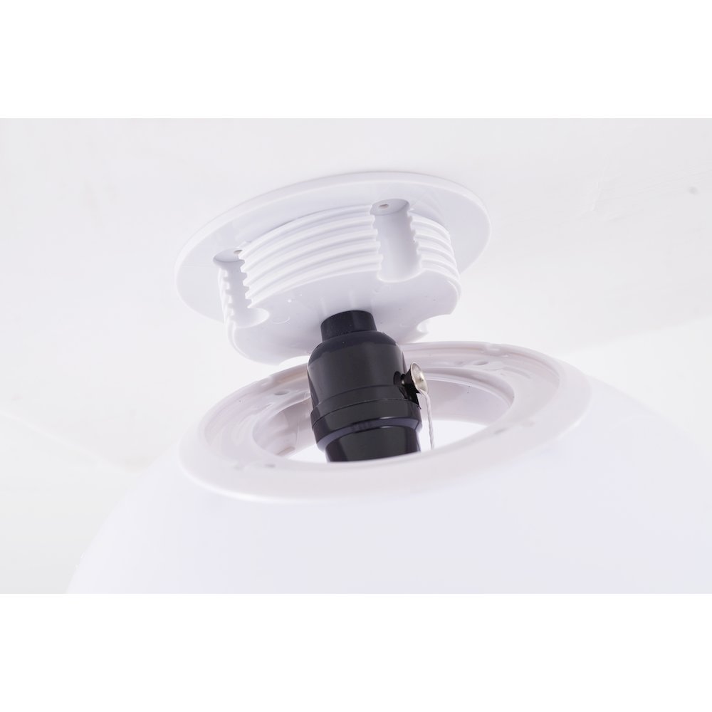 1-Light white acrylic semi flush mount in a balloon shape. Picture 3