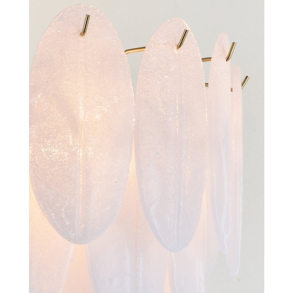 9-Light Brass Chandelier With Frosted Petal Glass. Picture 3