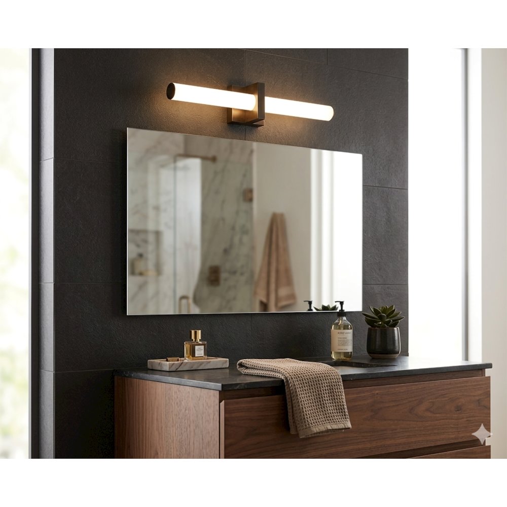 1-Light Satin Black LED Wall Sconce With A Frosted Opal Glass Shade. Picture 7