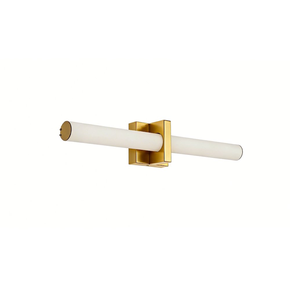 1-Light Satin Brass LED Wall Sconce With A Frosted Opal Glass Shade. Picture 4