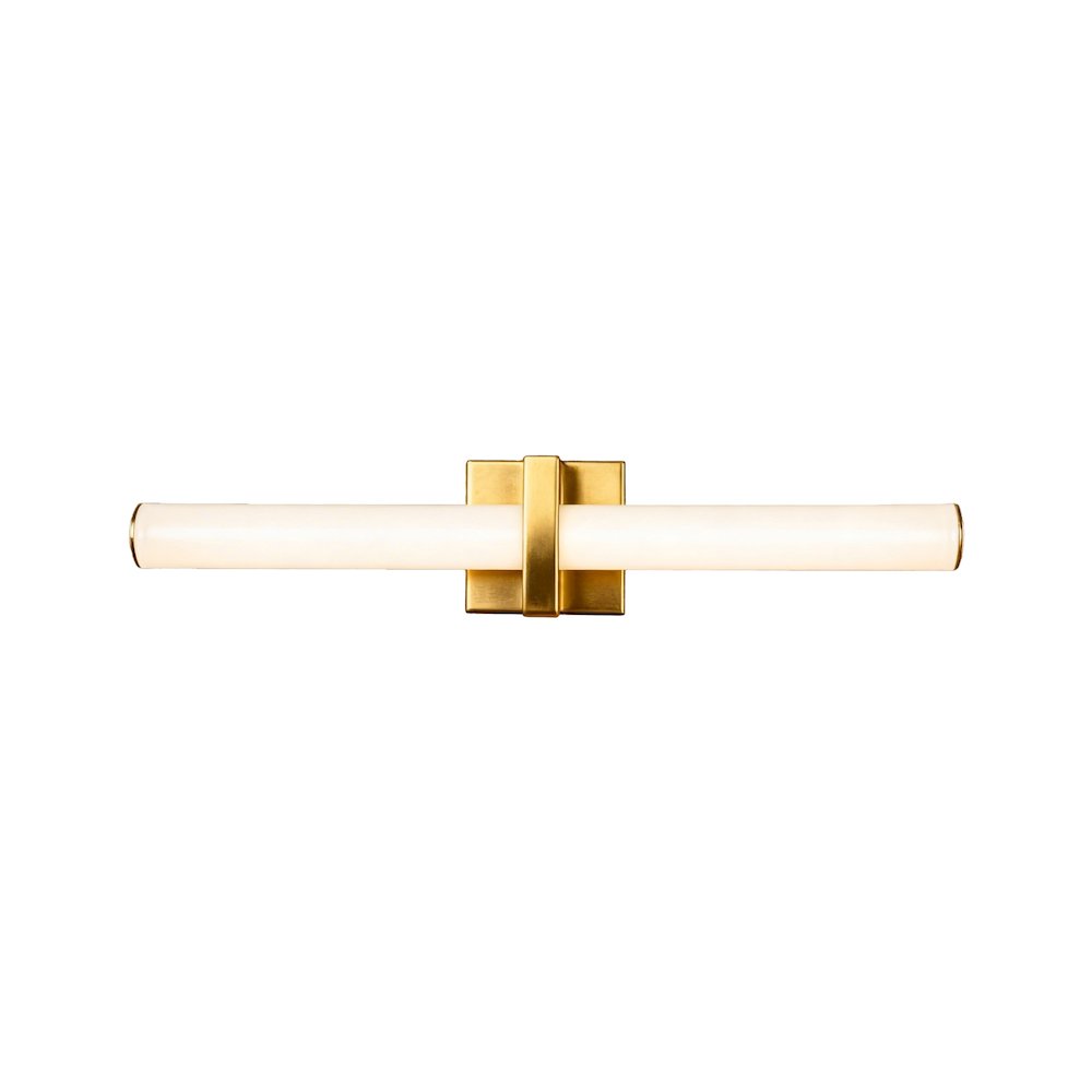 1-Light Satin Brass LED Wall Sconce With A Frosted Opal Glass Shade. Picture 2