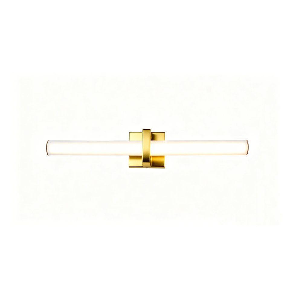 1-Light Satin Brass LED Wall Sconce With A Frosted Opal Glass Shade. Picture 1