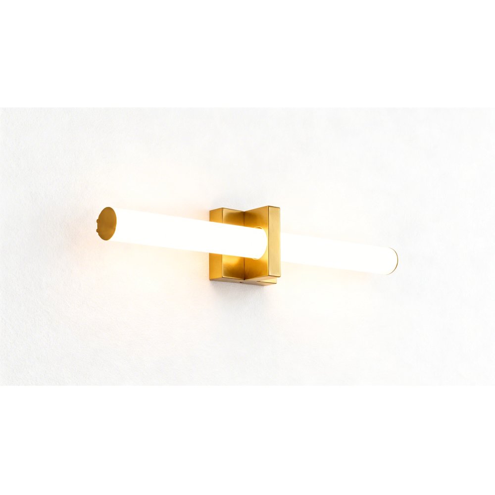 1-Light Satin Brass LED Wall Sconce With A Frosted Opal Glass Shade. Picture 3