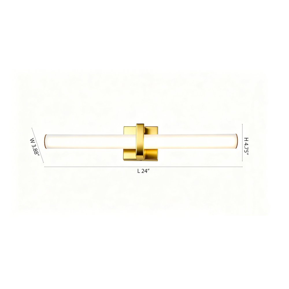 1-Light Satin Brass LED Wall Sconce With A Frosted Opal Glass Shade. Picture 6