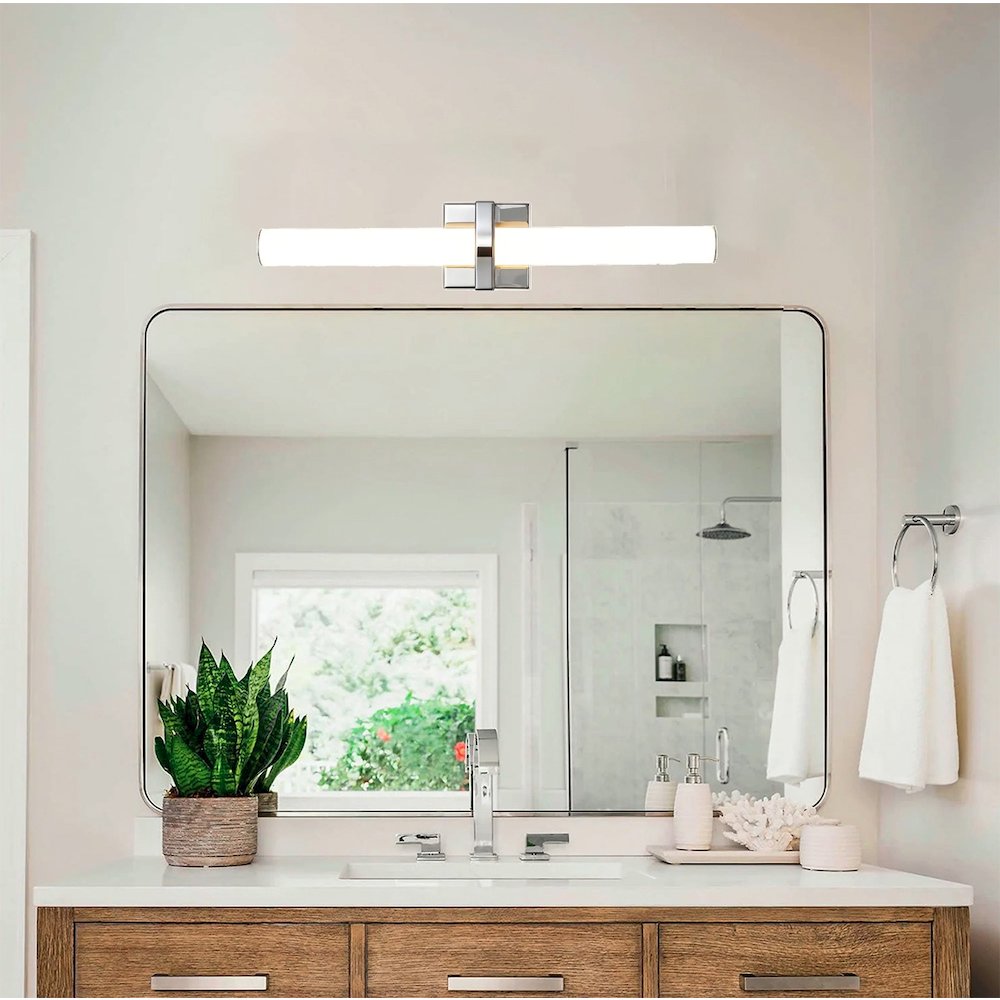 1-Light Chrome LED Wall Sconce With A Frosted Opal Glass Shade. Picture 7