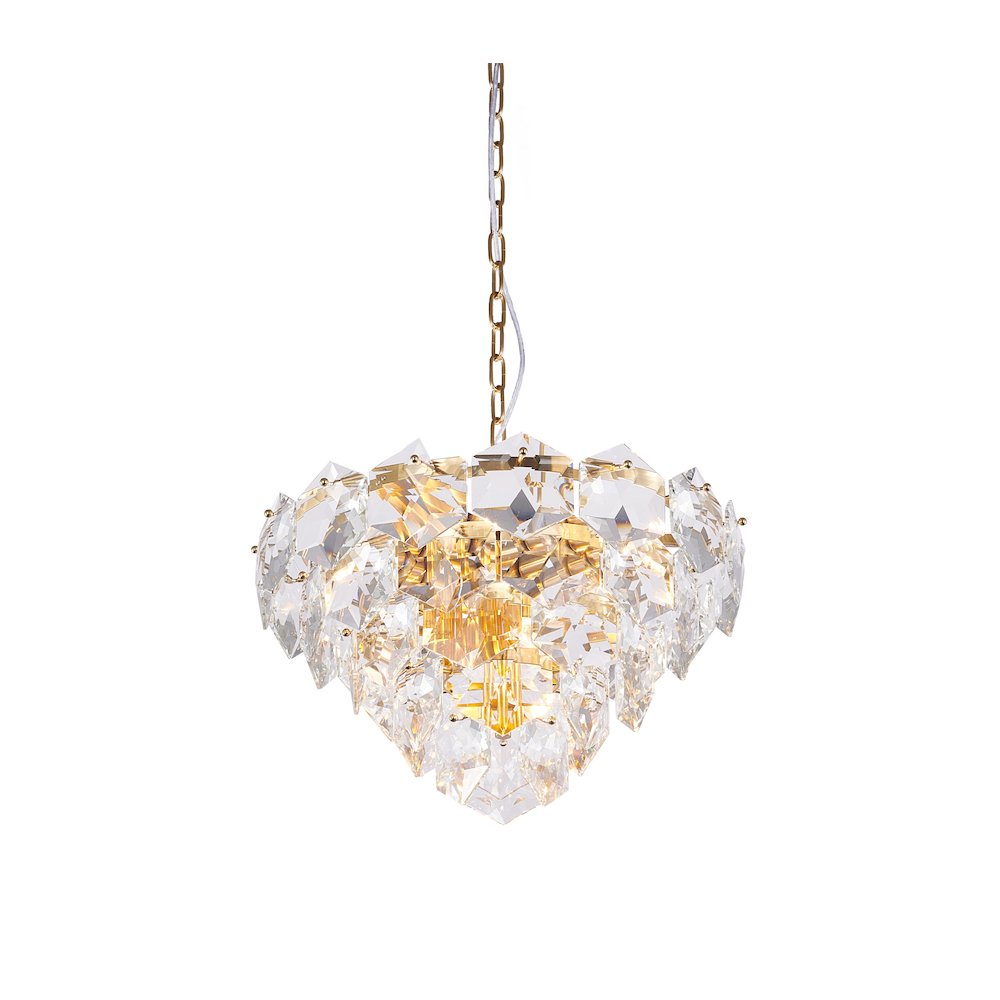 9-Light Gold Chandelier With Clear Crystals. Picture 1