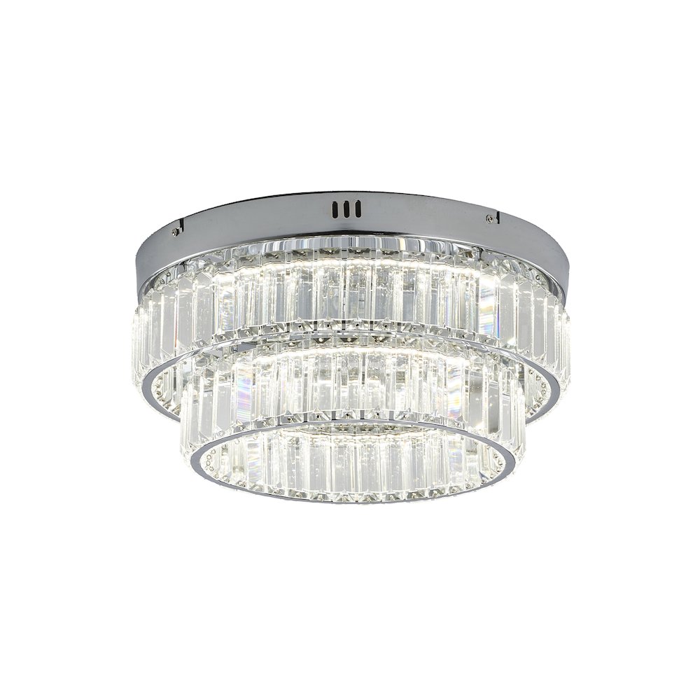 2-Light Chrome Dimmable LED Flush Mount With Clear Crystals. Picture 3