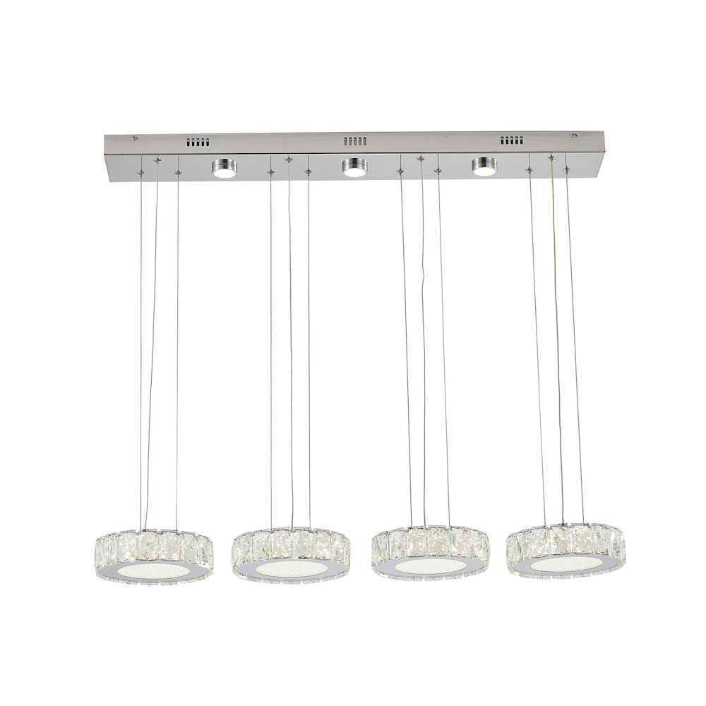 7-Light Chrome LED Chandelier With Clear Crystals. Picture 1