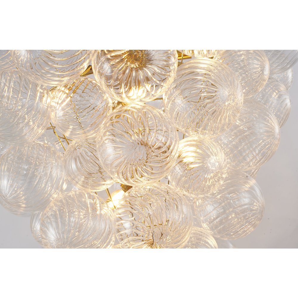 8-Light Brass Chandelier With Clear Swirl Glass Shade. Picture 3