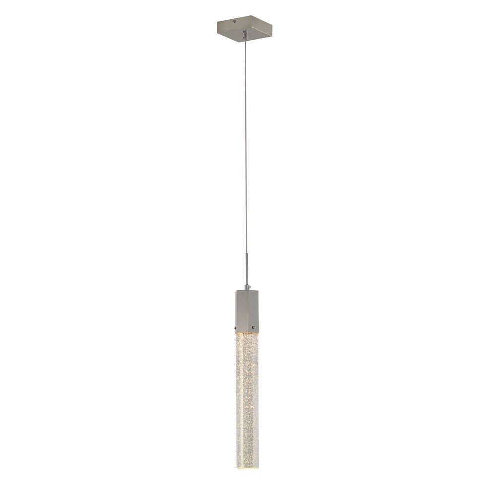 1-Light Chrome Single Pendant With A Clear Bubble Crystal. Picture 1