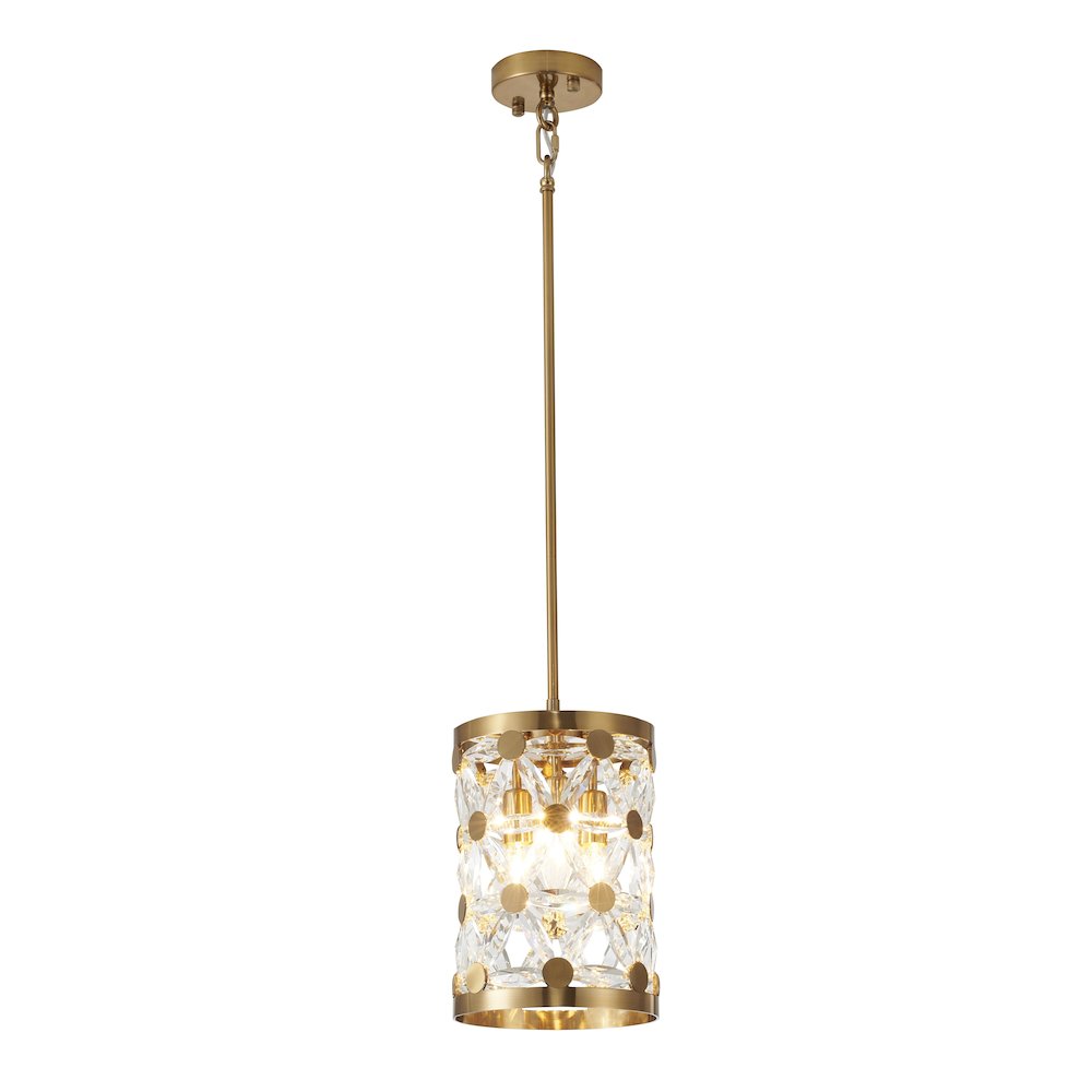 3-Light Copper Pendant With Clear Crystal Star Detailing. Picture 1