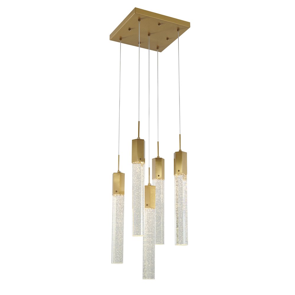5-Light Gold Chandelier With A clear bubble Crystal. Picture 1