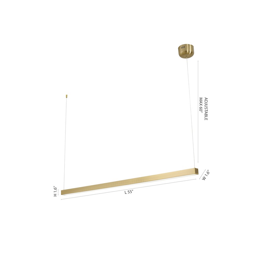 1-Light Brass LED Chandelier With A White Acrylic Diffuser. Picture 6