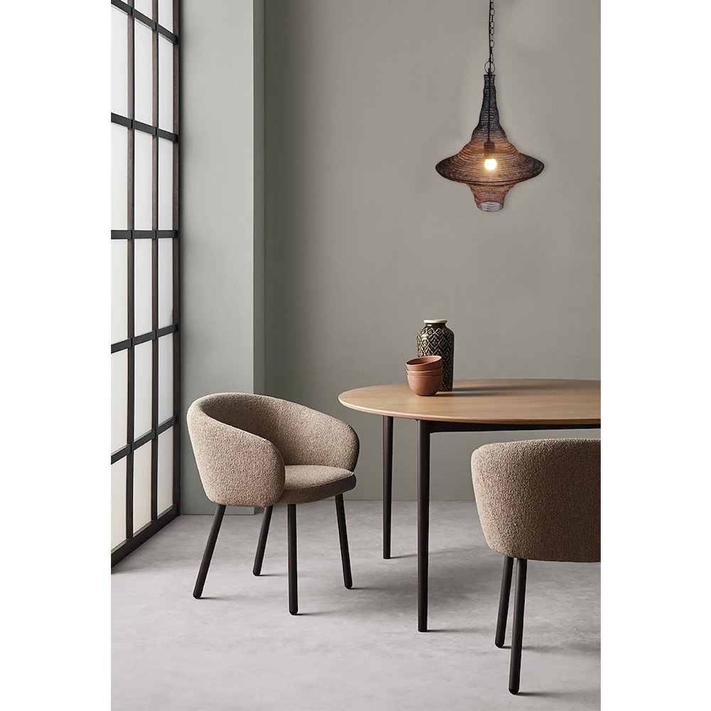 1-Light Satin Black Pendant With A Chain Basket Shade. Picture 7