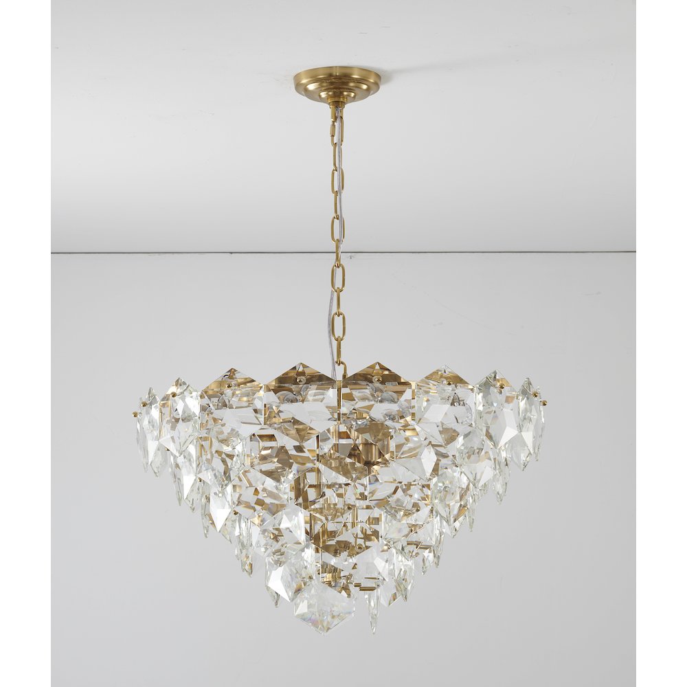 12-Light Gold Chandelier With Clear Crystal Accents. Picture 2