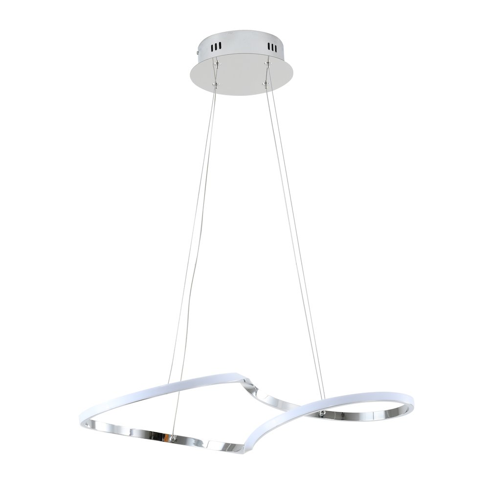 2-Light Chrome Twisted LED Chandelier With White Diffusers. Picture 2
