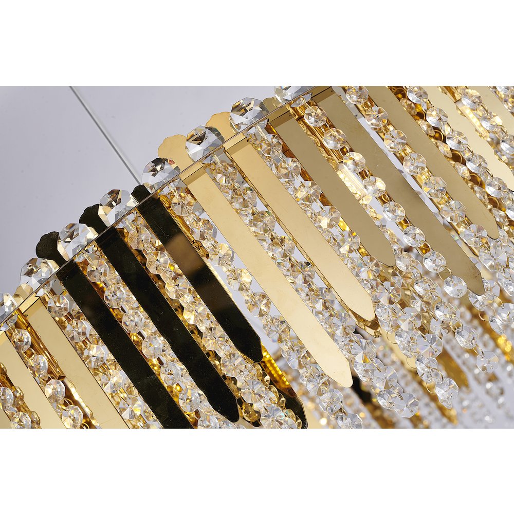 12-Light Gold Stainless Steel Chandelier With Clear Crystal Accents. Picture 5