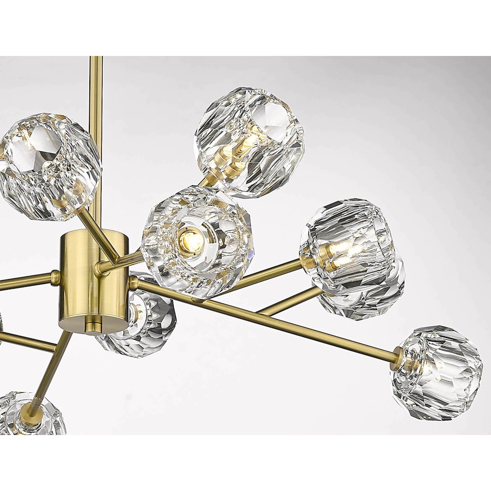 12-Light Gold Chandelier With Clear Crystal Shades. Picture 2
