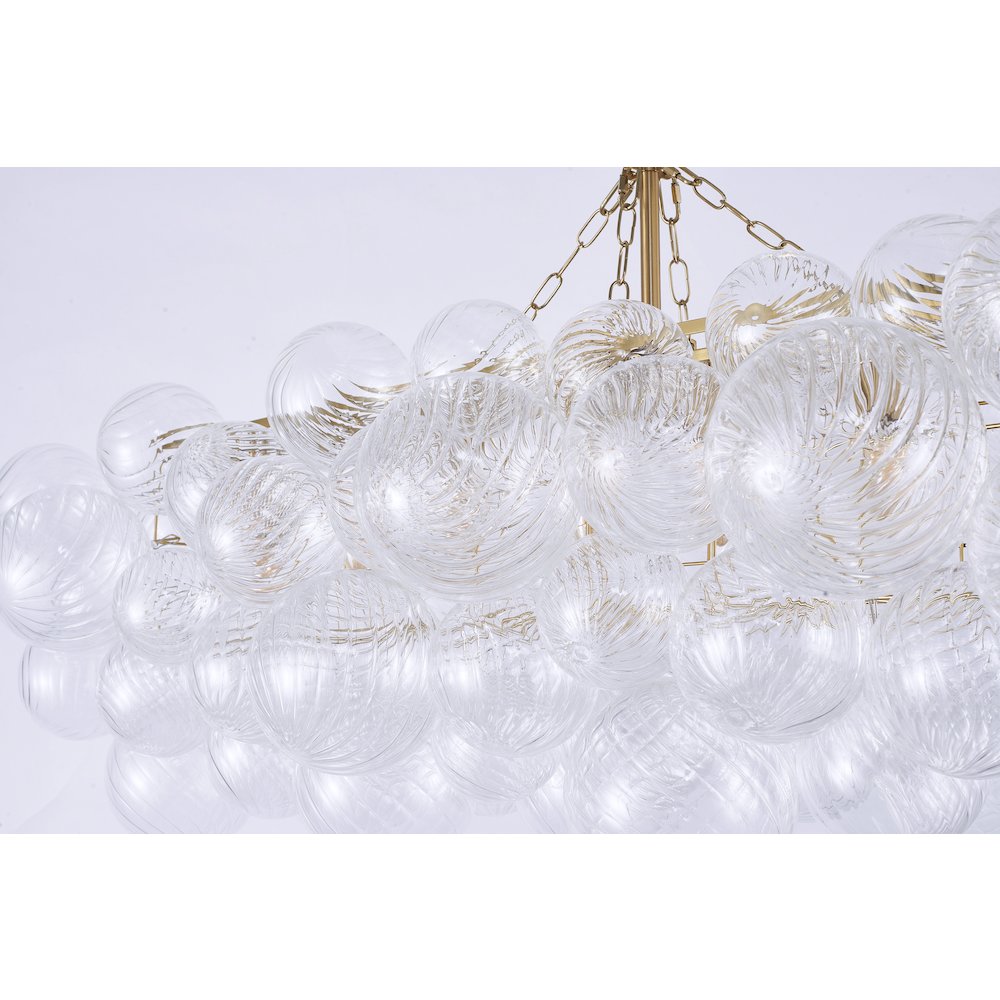 12-Light Brass Chandelier With Clear Swirl Glass Shades. Picture 3