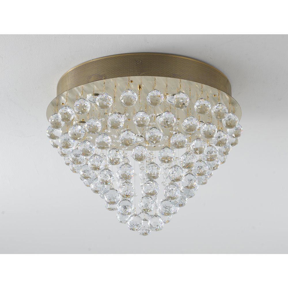 9-Light Gold Flush Mount With Clear Crystals. Picture 2