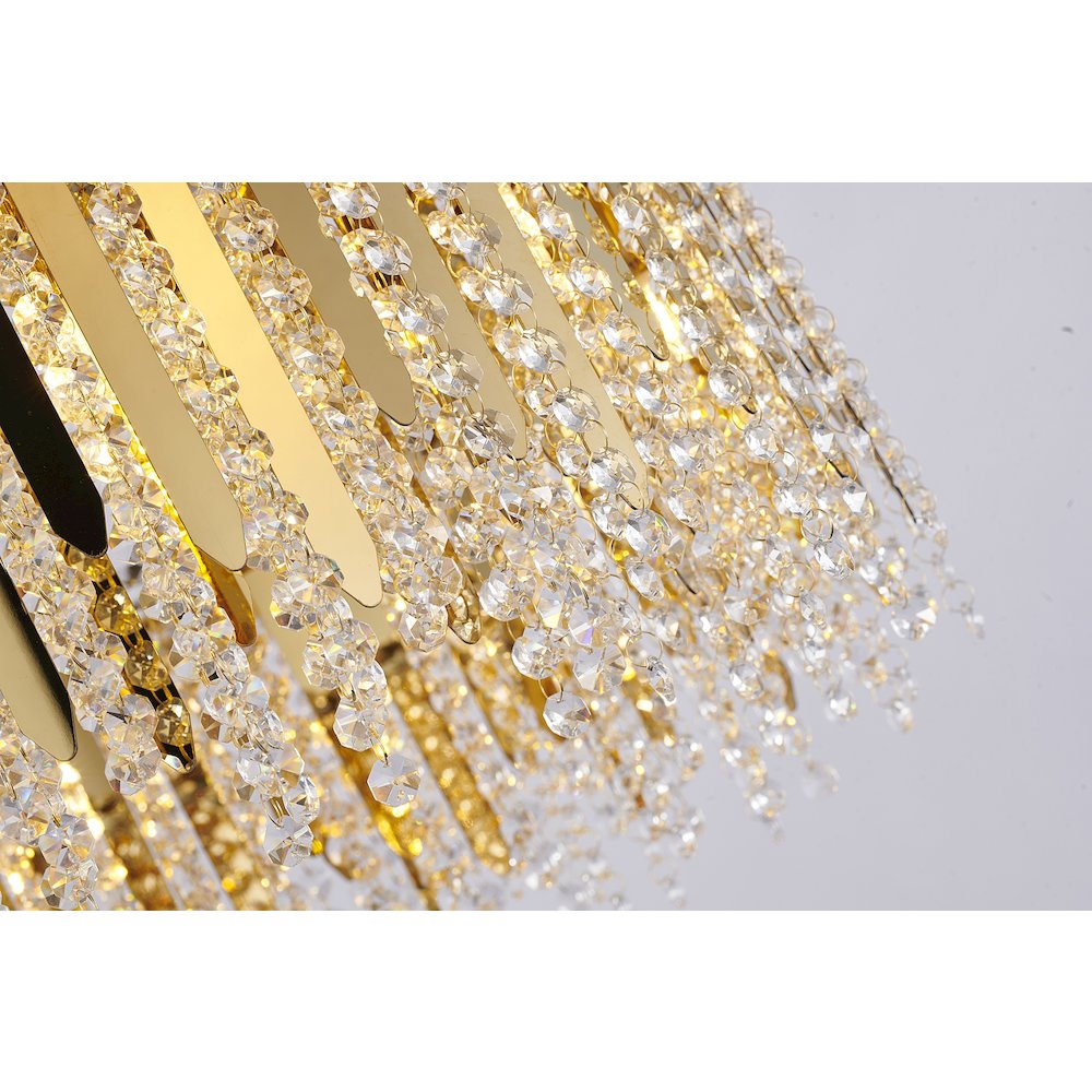 12-Light Gold Stainless Steel Chandelier With Clear Crystal Accents. Picture 3