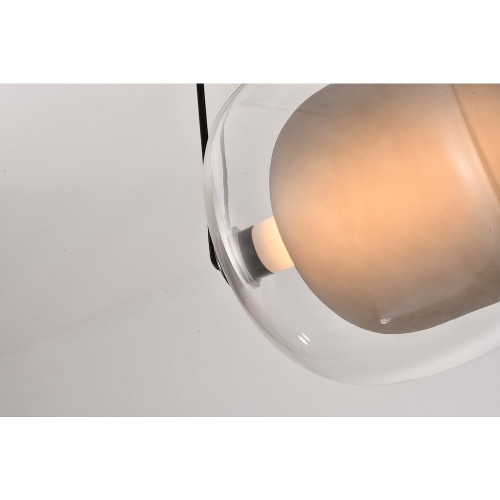 1-Light Black LED Pendant With A Clear And Smoke Glass Shade. Picture 5