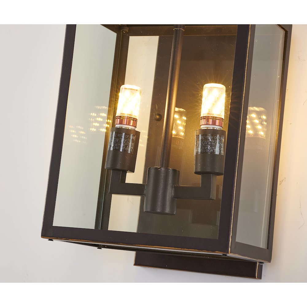 2-Light Oil Bronzed Black Outdoor Wall Sconce With A Glass Shade. Picture 5