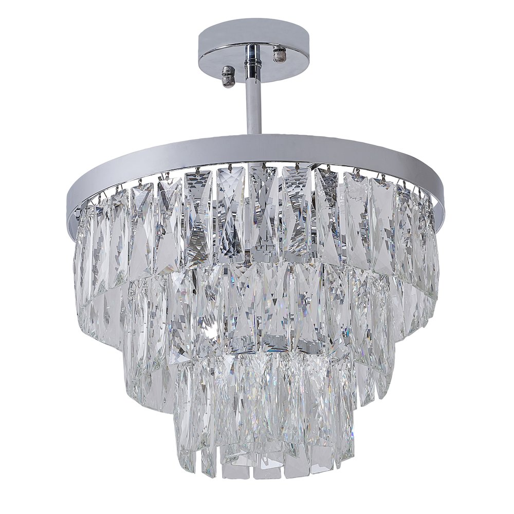 6-Light Chrome Metal Chandelier With Clear Crystal. Picture 5
