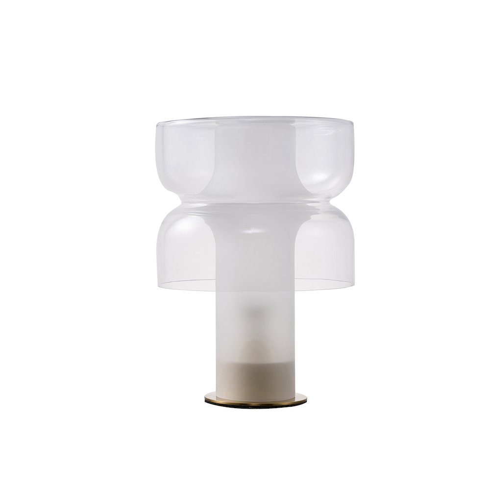 1-Light White Frosted Glass Table Lamp With A Clear Glass Shade. Picture 3