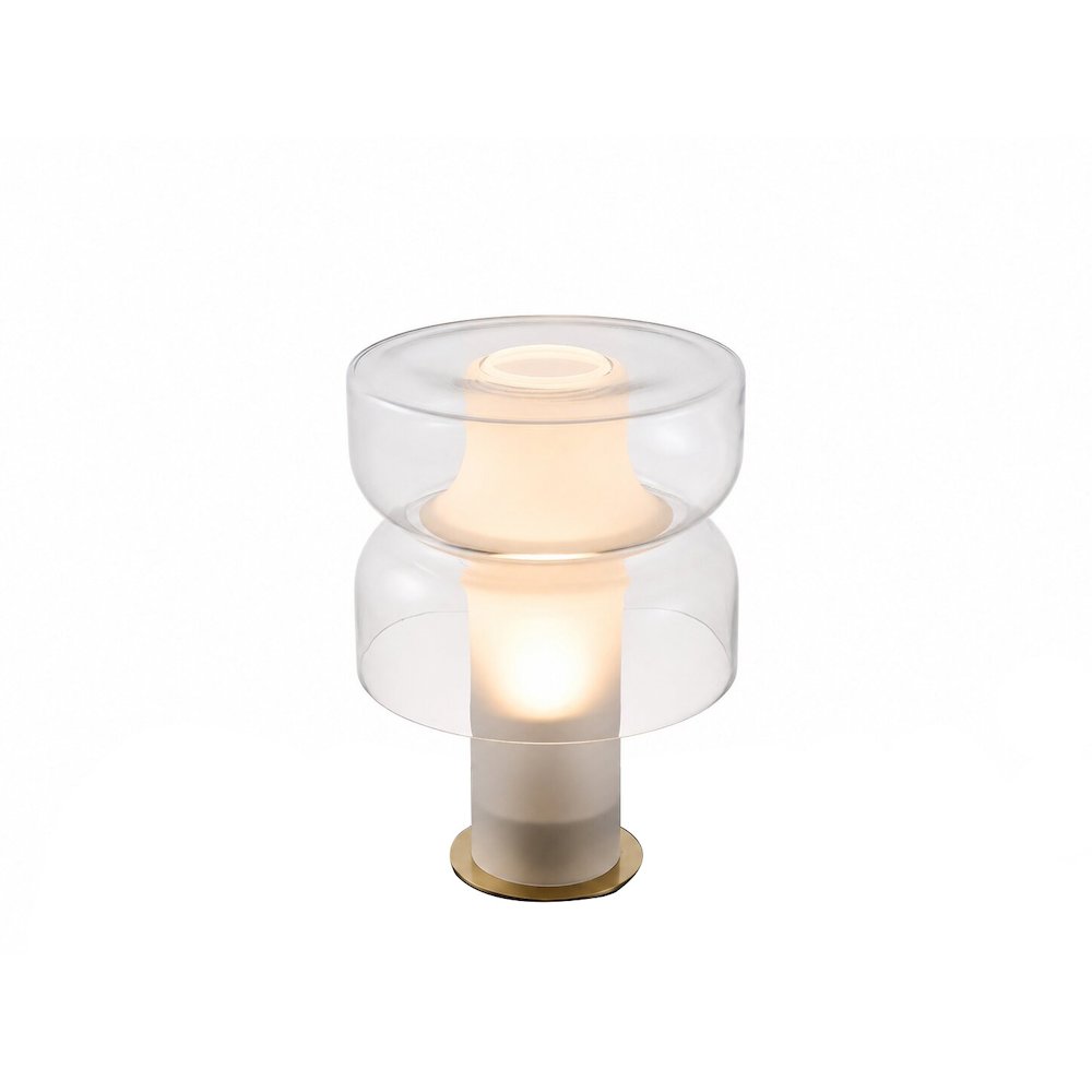 1-Light White Frosted Glass Table Lamp With A Clear Glass Shade. Picture 2