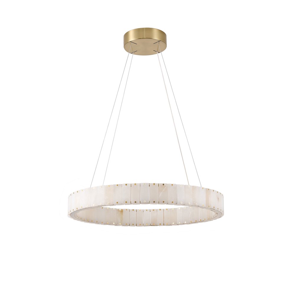 1-Light Brass LED Pendant With Natural Alabaster Accents. Picture 4