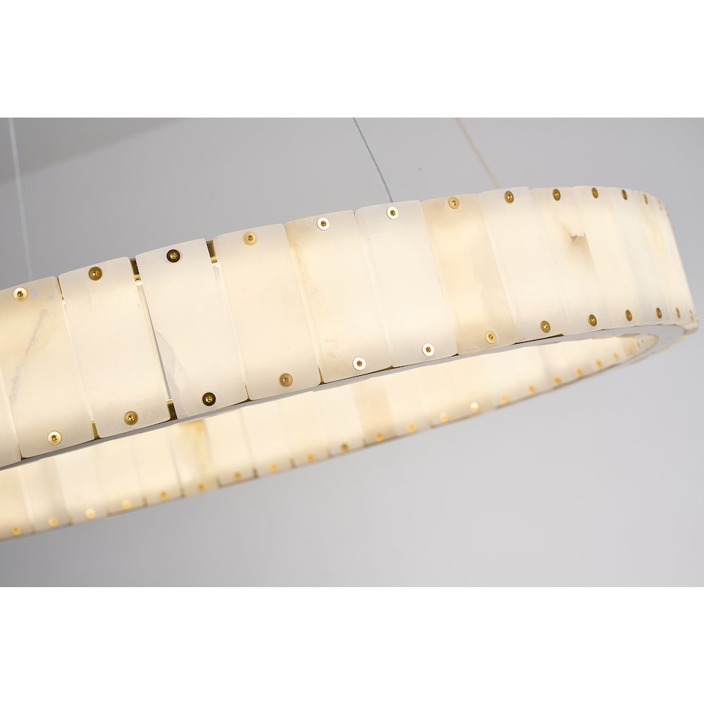 1-Light Brass LED Pendant With Natural Alabaster Accents. Picture 7