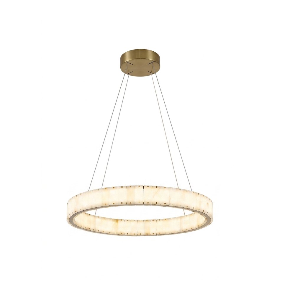 1-Light Brass LED Pendant With Natural Alabaster Accents. Picture 2