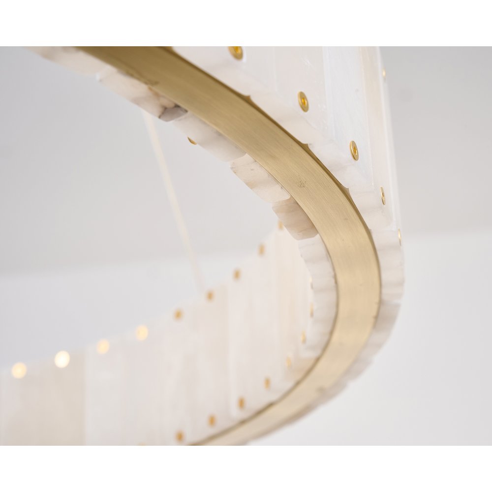 1-Light Brass LED Pendant With Natural Alabaster Accents. Picture 8